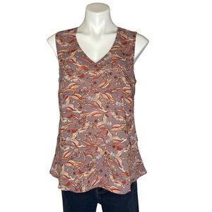 CABI 3611 Good Luck Crane Bird Sleeveless Blouse Back Bows Mauve Medium
